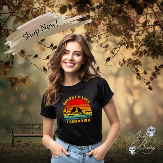 Bird Silhouette Retro Sunset Circle Sorry dat ik t T-shirt