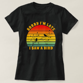 Bird Silhouette Retro Sunset Circle Sorry dat ik t T-shirt