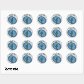 Bird Silhouette Waardering Blauw Grijs Dank u Ronde Sticker (Vel)