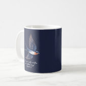 Bird Simple Elegant Quote Blauw Koffiemok (Voorkant links)