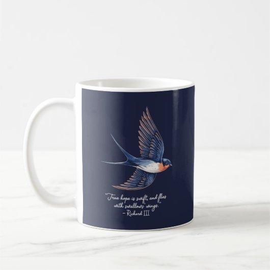 Bird Simple Elegant Quote Blauw Koffiemok (Links)