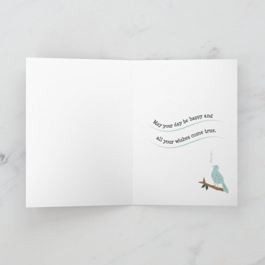Bird Singing Add a Name Birthday Wishes Greeting Kaart (Binnen)