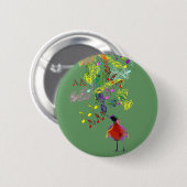 Bird Singing Ronde Button 5,7 Cm (Voorkant /achterkant)