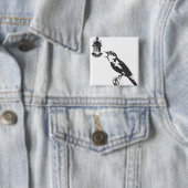 BIRD SINGING VIERKANTE BUTTON 5,1 CM (In situ)