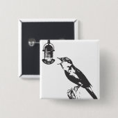 BIRD SINGING VIERKANTE BUTTON 5,1 CM (Voorkant /achterkant)