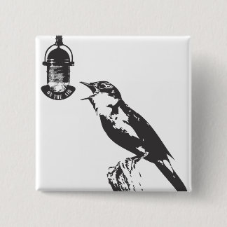 BIRD SINGING VIERKANTE BUTTON 5,1 CM