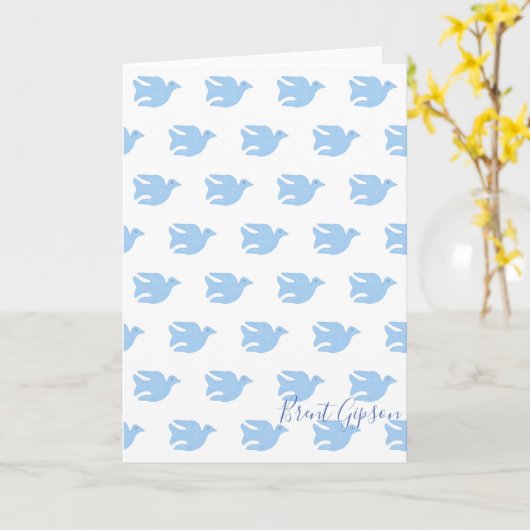 Bird Sketch Briefpapier Kaart (Gele Bloem)