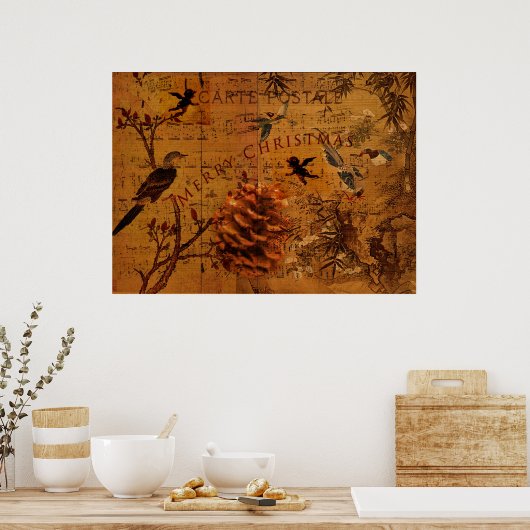 Bird Song Kerstmis Poster (Keuken)