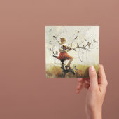 Bird Song, meisje dat viool speelt Feestdagenkaart
