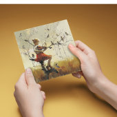 Bird Song, meisje dat viool speelt Feestdagenkaart