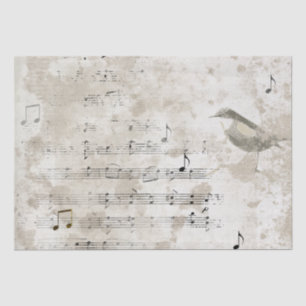 Bird Song Muzieknoten Grunge Decoupage Tissuepapier