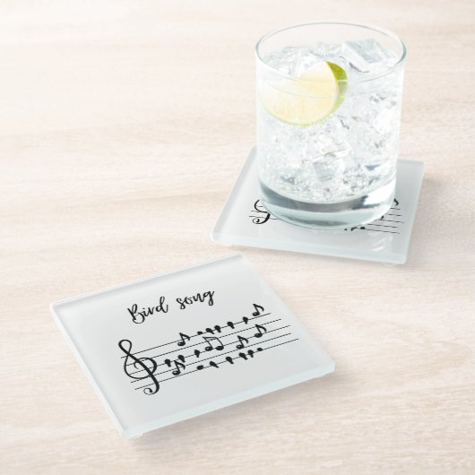 Bird Song, vogels op een lijn Glazen Onderzetter (Schuin)