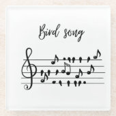 Bird Song, vogels op een lijn Glazen Onderzetter (Voorkant)