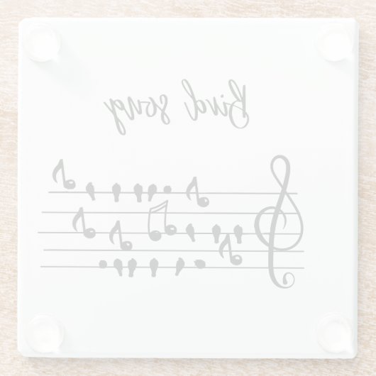 Bird Song, vogels op een lijn Glazen Onderzetter (Achterkant)