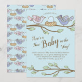 Bird Spring Baby shower Co-Ed Gender Neutral Kaart (Voorkant / Achterkant)