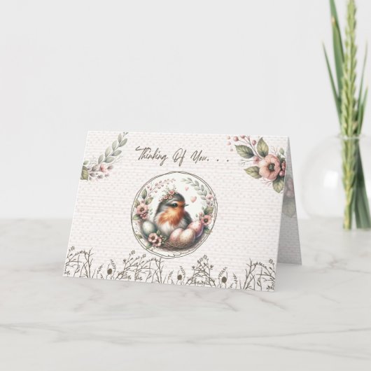 Bird Spring Thinking Of You Feestdagen Kaart (Voorkant)