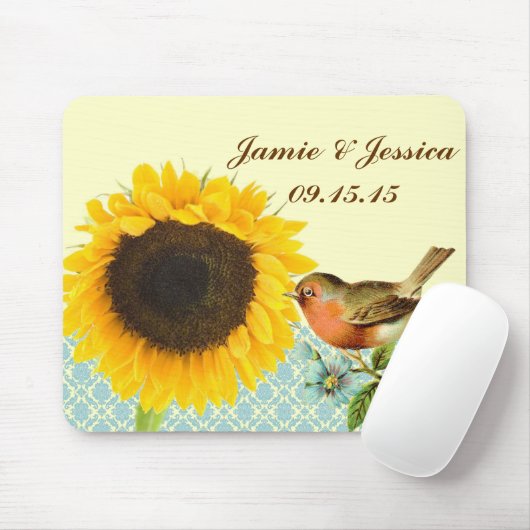  Bird Sunflower MousePad Muismat (Met muis)