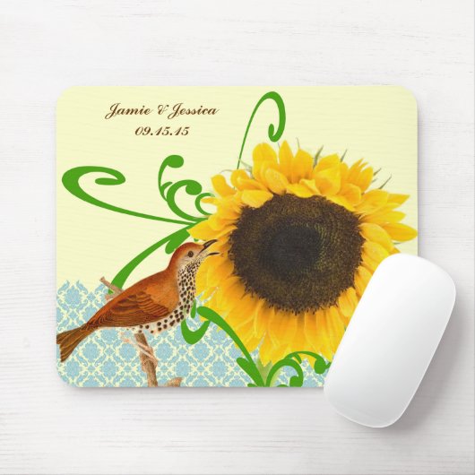  Bird Sunflower MousePad Muismat (Met muis)