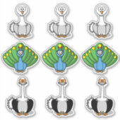 Bird Swan, Peacock, Ostrich Cartoon Sticker (Voorkant)