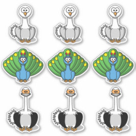 Bird Swan, Peacock, Ostrich Cartoon Sticker