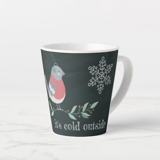 Bird Sweater Snowflawflakes zijn koude buitenkant Latte Mok (Rechterhoek)