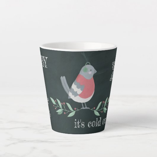 Bird Sweater Snowflawflakes zijn koude buitenkant Latte Mok (Voorkant)