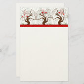 Bird Swirl Tree Musical Hout Grain Xmas Stationery Briefpapier (Voorkant / Achterkant)
