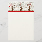Bird Swirl Tree Musical Hout Grain Xmas Stationery Briefpapier (Voorkant)