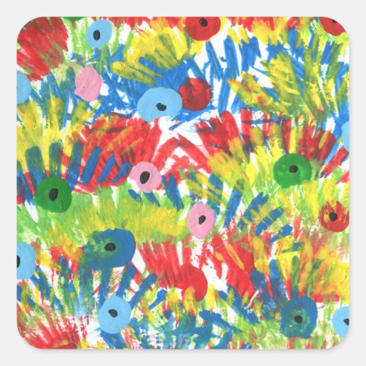 Bird Tail Feathers origineel Abstract kunstschilde Vierkante Sticker (Voorkant)