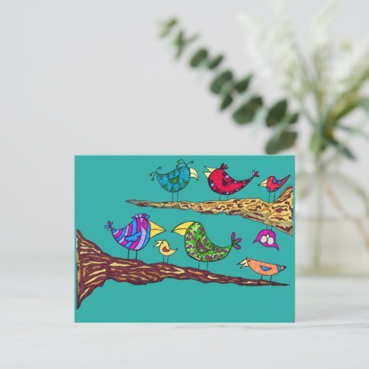 Bird Talk Postcard Briefkaart (Staand voorkant)