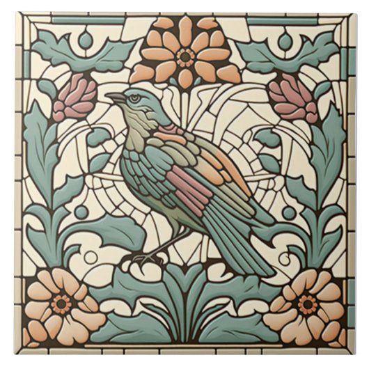 Bird tegel Art Nouveau Tegeltje (Voorkant)