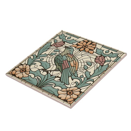 Bird tegel Art Nouveau Tegeltje (Zijkant)