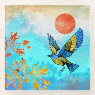 Bird Tree Sun Glazen Onderzetter