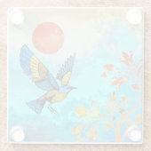 Bird Tree Sun Glazen Onderzetter (Achterkant)