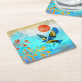 Bird Tree Sun Kartonnen Onderzetters (Schuin)