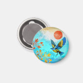 Bird Tree Sun Magneet (Voorkant / Achterkant)