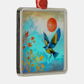 Bird Tree Sun Metalen Ornament (Rechts)