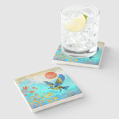 Bird Tree Sun Stenen Onderzetter (Zijkant)