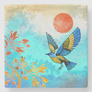 Bird Tree Sun Stenen Onderzetter