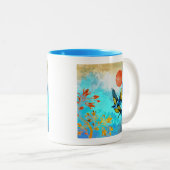 Bird Tree Sun Tweekleurige Koffiemok (Voorkant rechts)