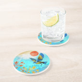 Bird Tree Sun Zandsteen Onderzetter (Zijkant)