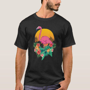 Bird Tropical Animal Flowers Sunset Floral Flaming T-shirt