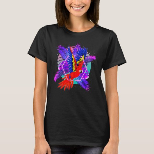 Bird  Tropical Animal  Retro Vaporwave Parrot T-shirt (Voorkant)