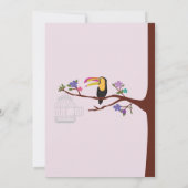 Bird Tucan GirI Verjaardag Roze Tweeling Uitnodige Kaart (Achterkant)