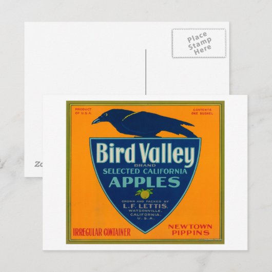 Bird Valley Apple Crate LabelWatsonville, CA Briefkaart (Voorkant / Achterkant)