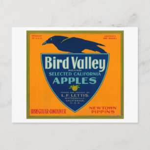Bird Valley Apple Crate LabelWatsonville, CA Briefkaart