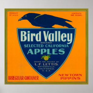 Bird Valley Apple Crate LabelWatsonville, CA Poster
