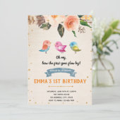 Bird verjaardagsuitnodiging baby shower kaart (Staand voorkant)