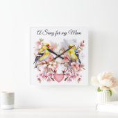 Bird Wall Clock Vierkante Klok (Huis)