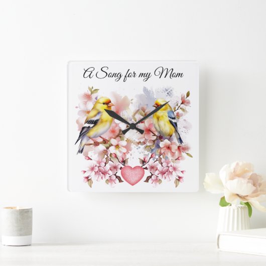 Bird Wall Clock Vierkante Klok (Huis)